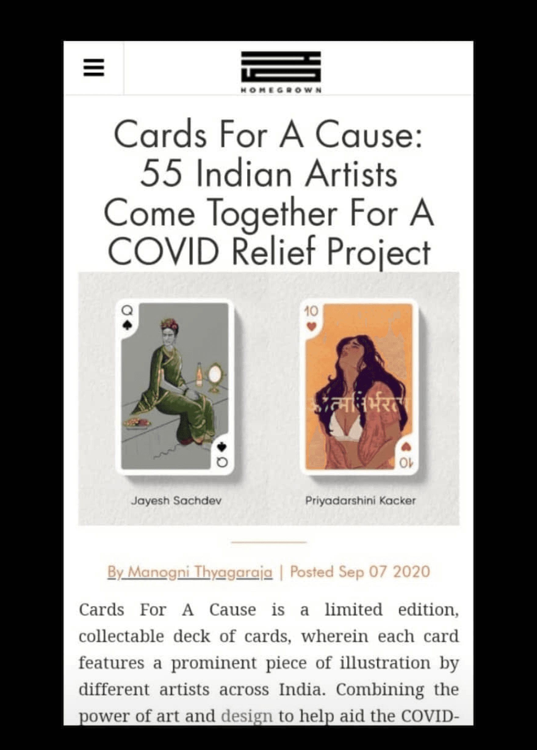 Cards for a Cause featured in Homegrown