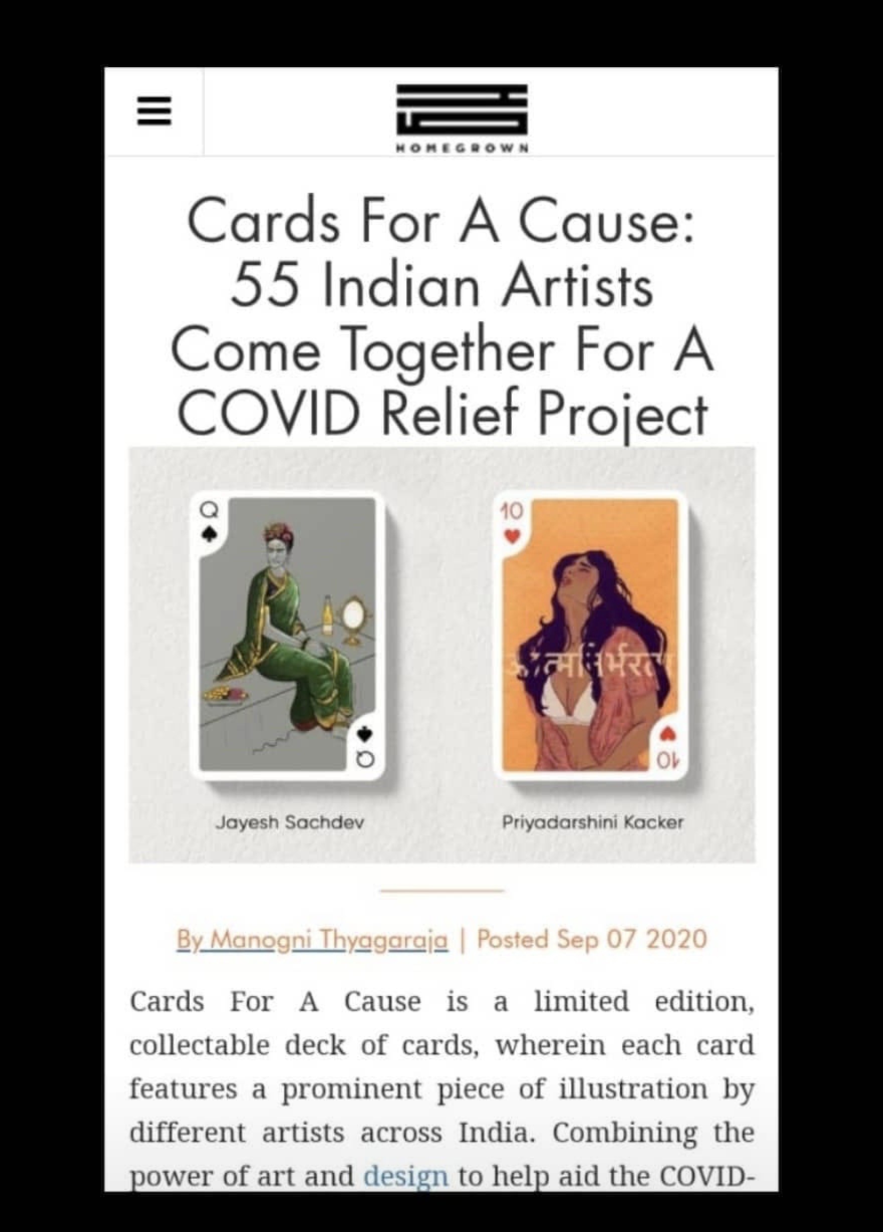 Cards for a Cause featured in Homegrown